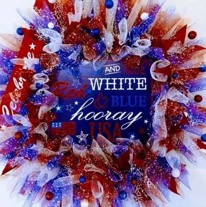 Patriotic deco mesh wreath